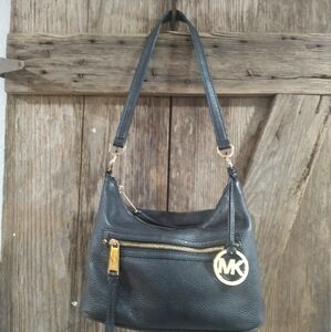 Michael Kors black leather shoulder bag